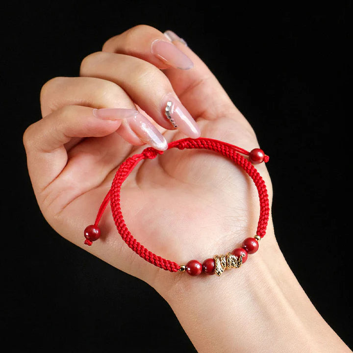 Bodhi Stones Cinnabar Handmade Year Of Snake String Protection Braided Bracelet