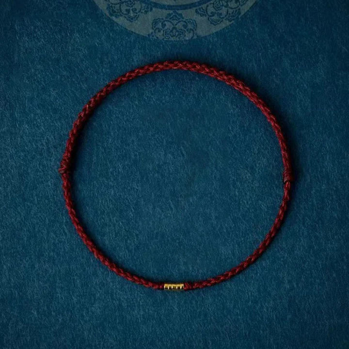 Bodhi Stones 925 Sterling Silver Lucky Golden Bead Braided String Bracelet Anklet