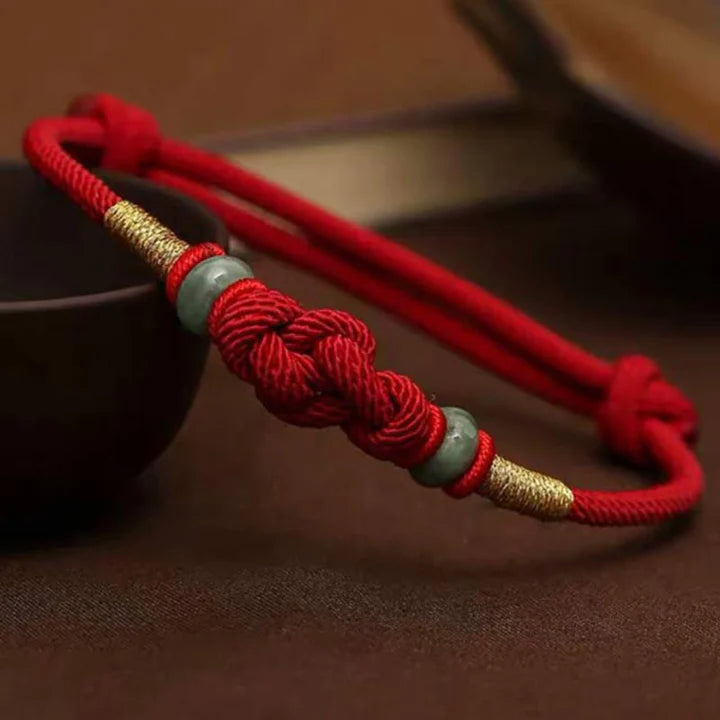 Bodhi Stones Red String Jade Luck Fortune Knot Braided Couple Bracelet