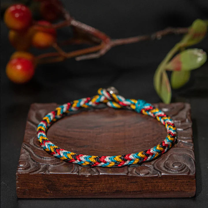Bodhi Stones Tibet Handmade Five Color Thread Protection Braid String Bracelet