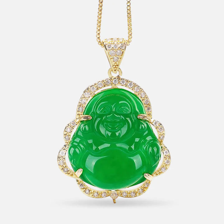 Bodhi Stones Good Luck Laughing Buddha Necklace