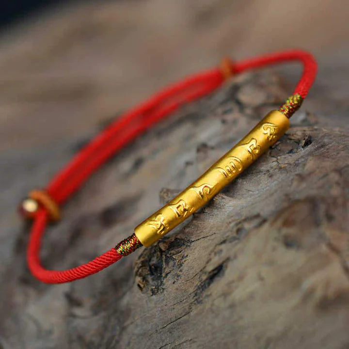 Bodhi Stones Tibetan Buddhist Handmade Mani Mantra Lucky Red String Bracelet