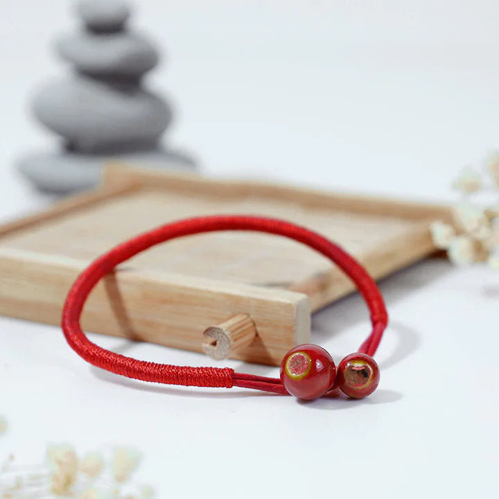Bodhi Stones FengShui Lucky Red String Ceramic Bracelet