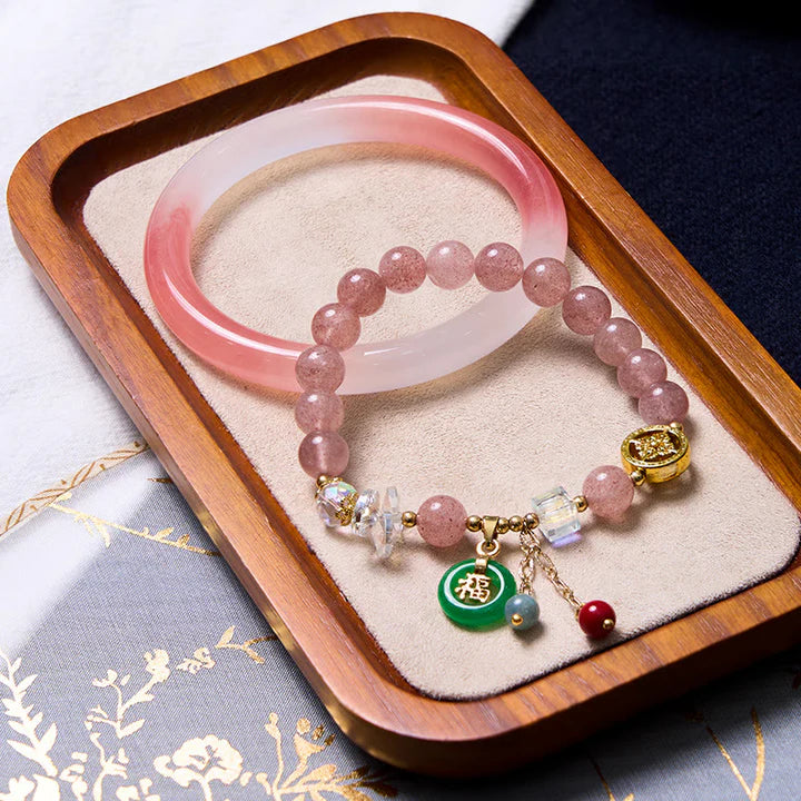 Bodhi Stones Attracting Love and Protection Pink Bracelet Bangle Bundle