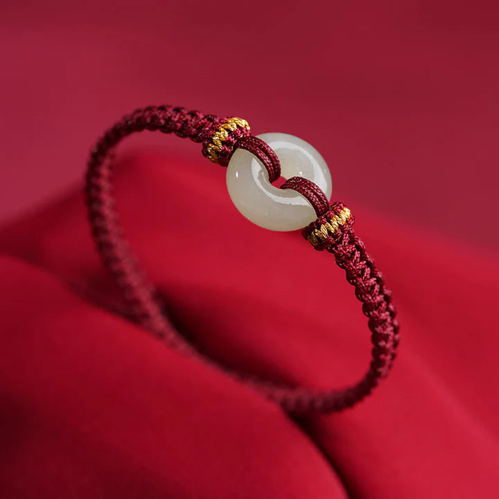 Bodhi Stones Peace Buckle Jade Abundance Braided Bracelet