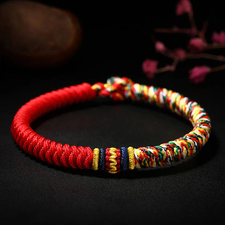Bodhi Stones Tibetan Handmade Multicolored Thread King Kong Knot Strength Braid String Bracelet