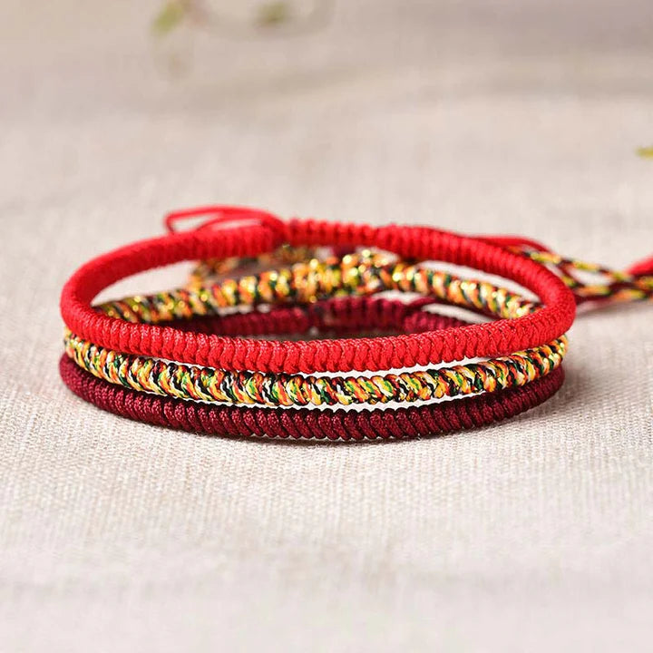 Bodhi Stones Tibetan Lucky 3 Combination Sets Red String Bracelet