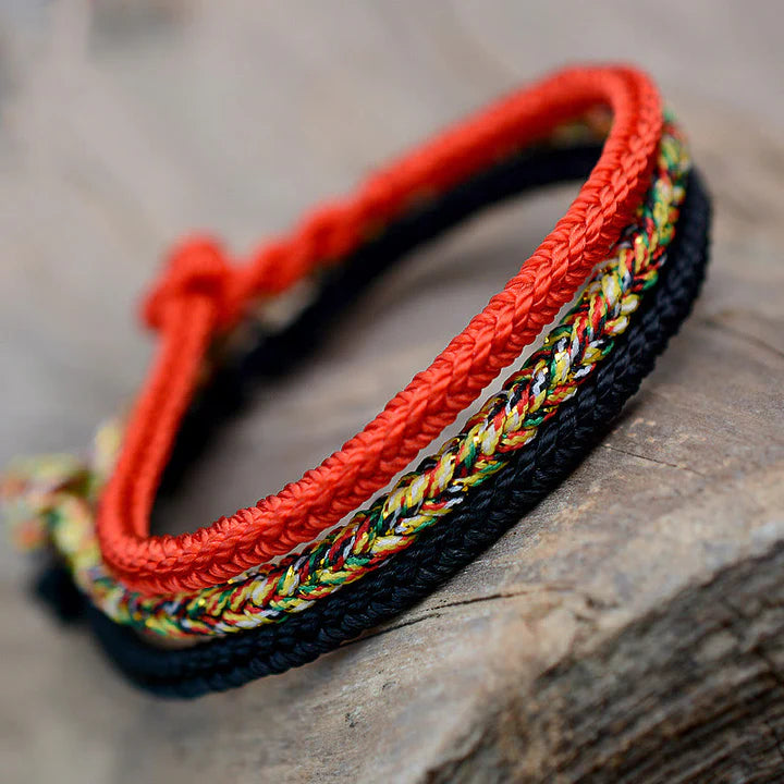 Bodhi Stones Tibetan Handmade Eight Thread Peace Knot Protection Braided String Bracelet